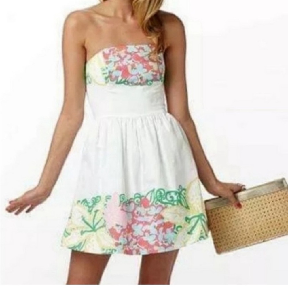 Women’s Lilly Pulitzer Lotti Strapless Mini Dress in Mariposa White Floral- Sz 6
